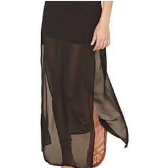 MNG Black Sheer Maxi Skirt Split On Both Sides Mini Skirt Large - Picture 3 of 9
